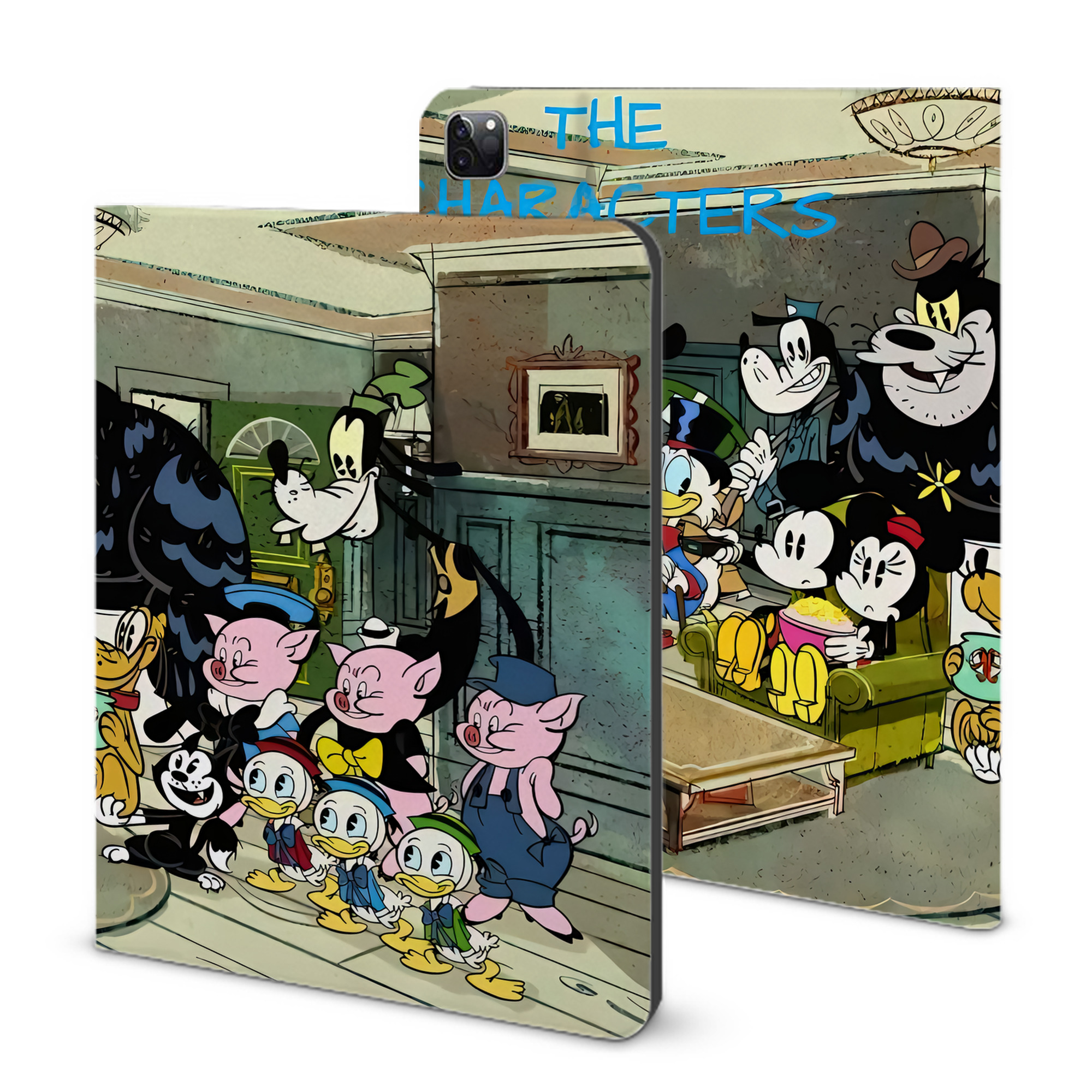 （画像用） ミッキーマウス Mickey Mouse IPad ケース ブック型 PUレザー TPU 耐衝撃 軽量 薄型 ペン収納なし 全面保護 IPad 各モデル対応